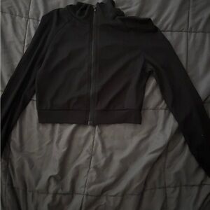 Black Cropped Zip-Front Jacket